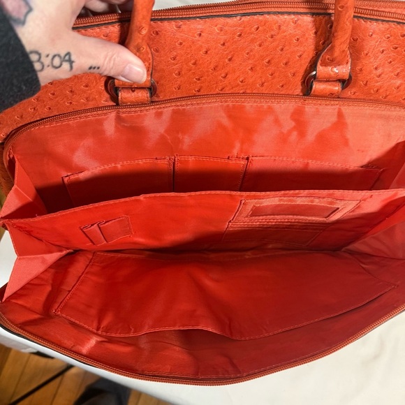Bueno Orange Laptop Bag Faux Ostrich - Picture 11 of 12